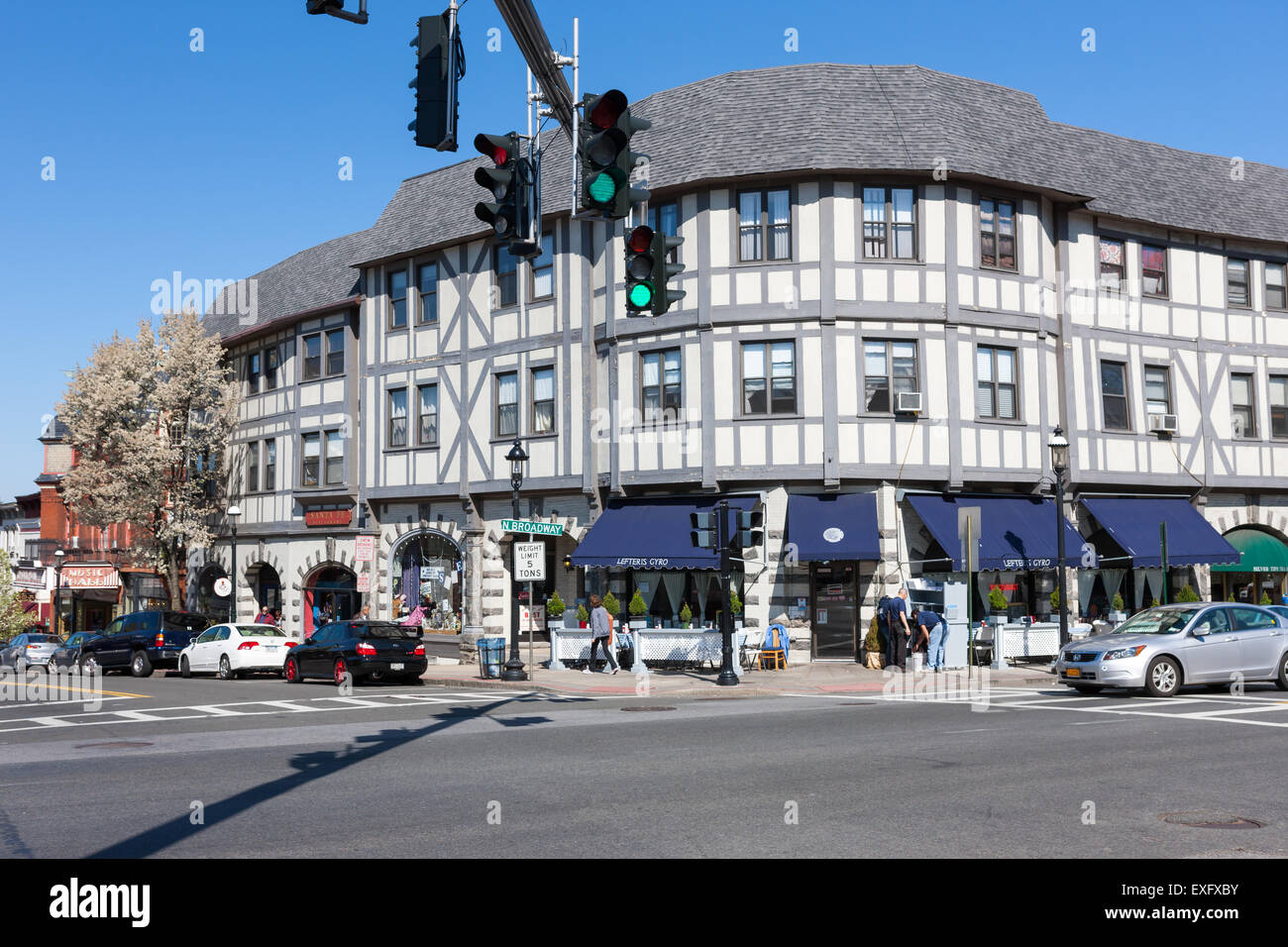 A view of the intersection of Main Street and Broadway in Tarrytown
