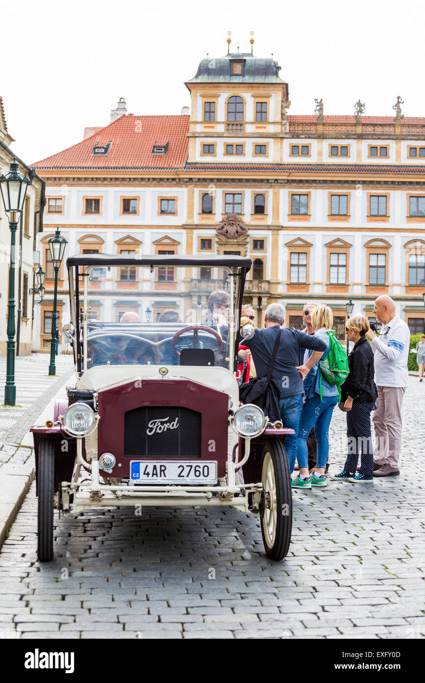 Skoda Praga car, prague castle, Hradcany, Hradcanske namesti, background  Toskansky palac, Prague, Czech republic, Europe Stock Photo - Alamy