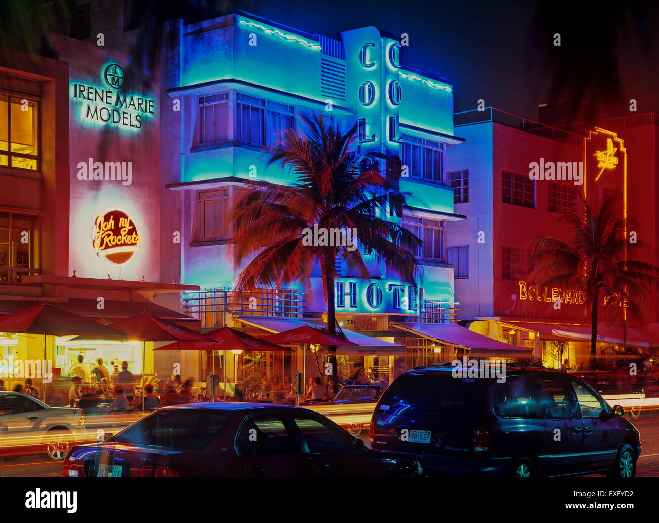 Miami Art Deco architectural style at night Stock Photo Alamy