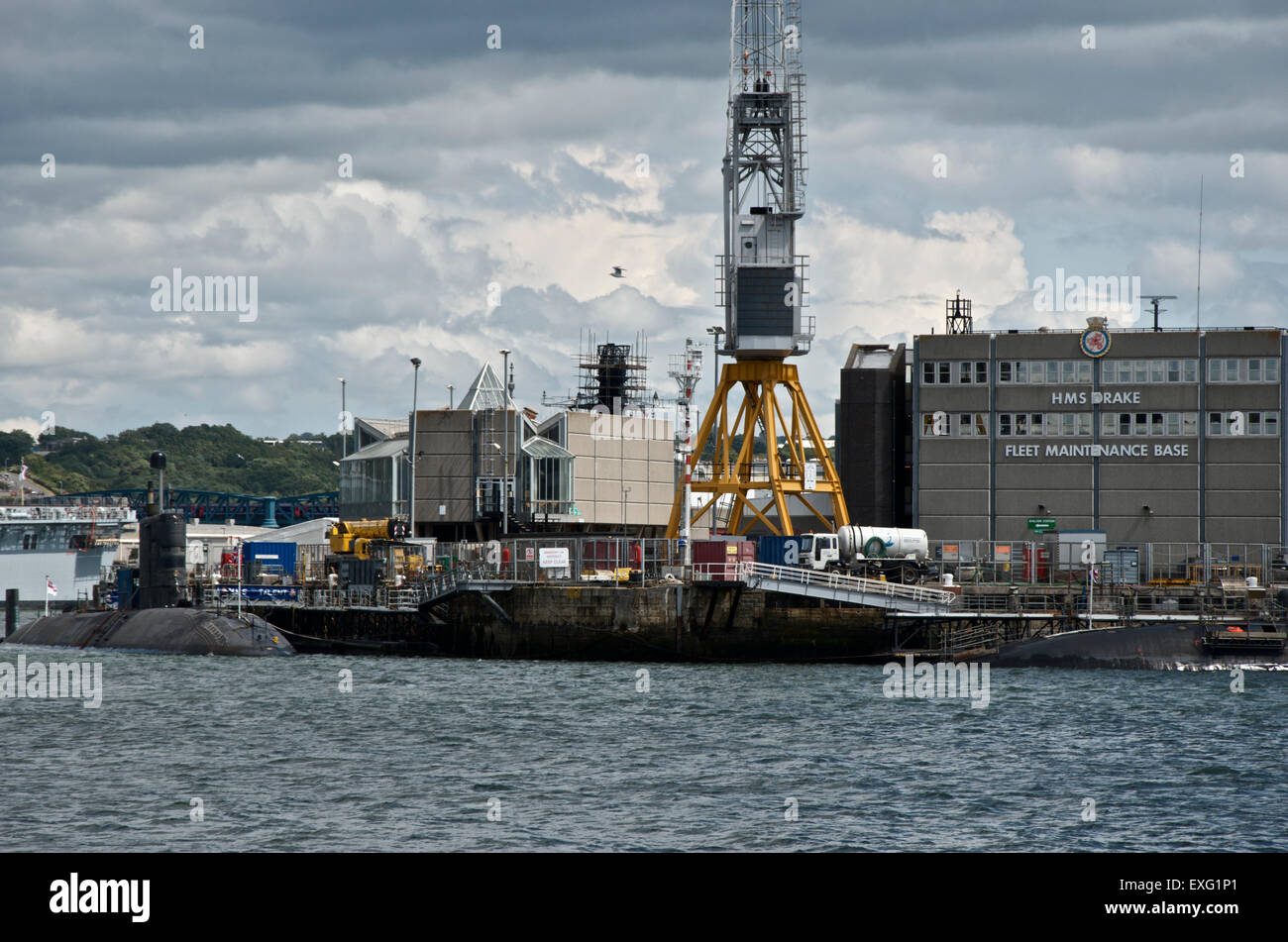 HMNB Devonport Royal Navy maintenance depot at HMS Drake, Plymouth, UK Stock Photo