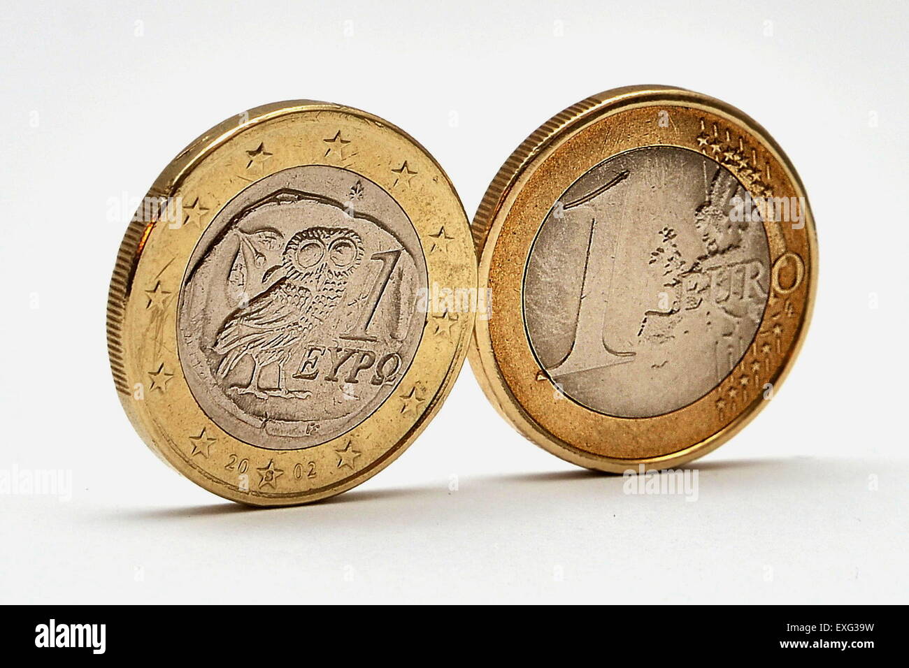 EU, Euromunze, Eurokrise, Eineuromunze, currency, money, economy, Europa, Europe, Greek Euro, Greece. (CTK Photo/Petr Svancara) Stock Photo