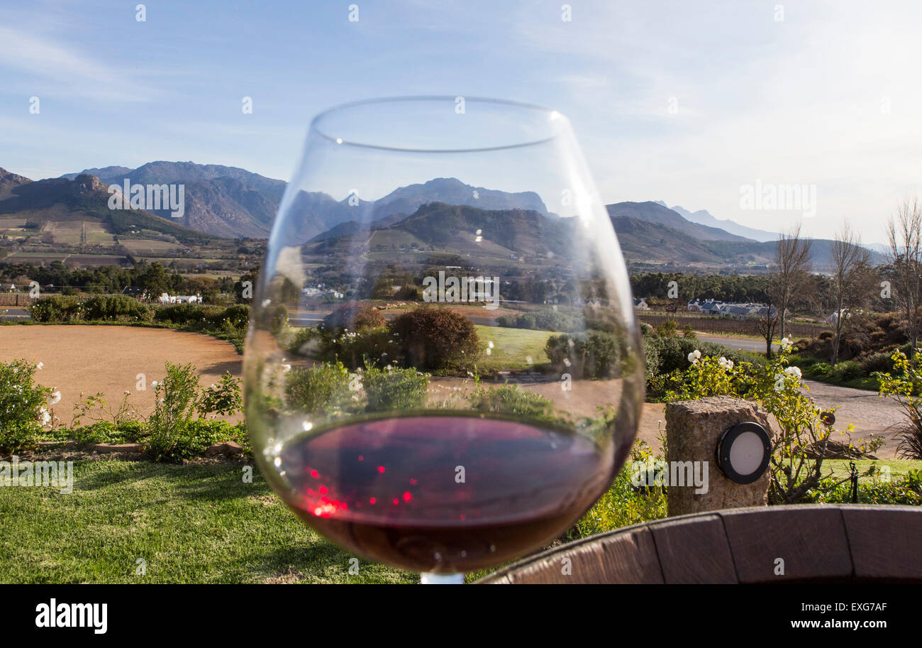 Franschhoeck South Africa a glass of red wine Stock Photo