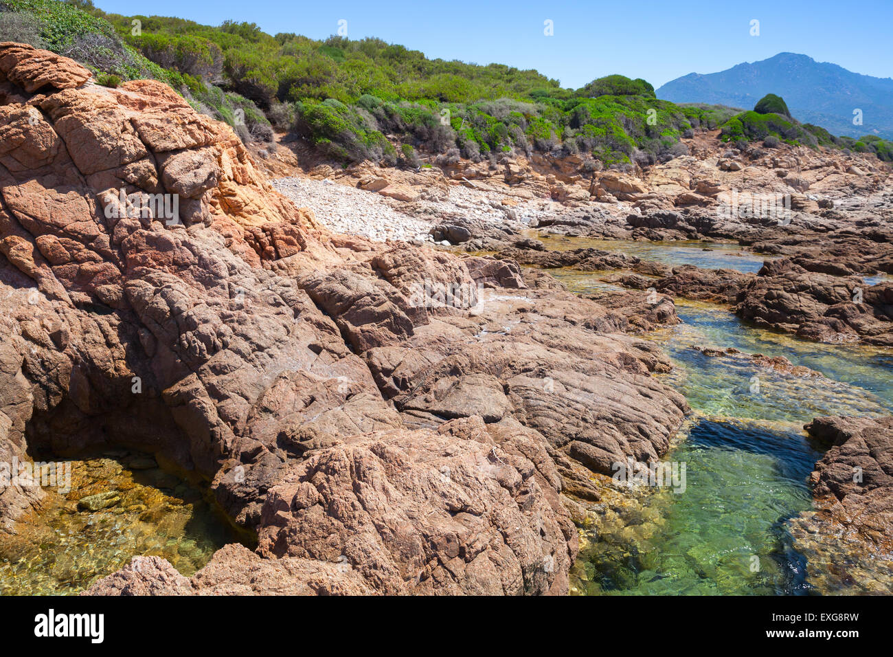 Coastal Landscape With Rocky Wild Beach Corsica France Plage
