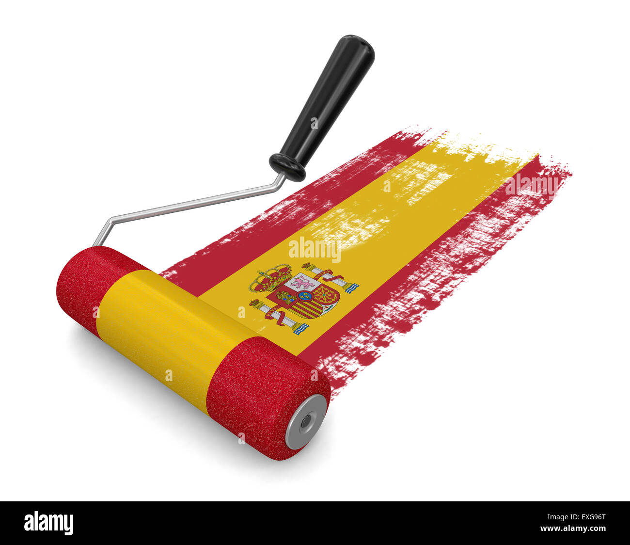 Paint roller with Spanish flag (clipping path included Stock Photo Alamy