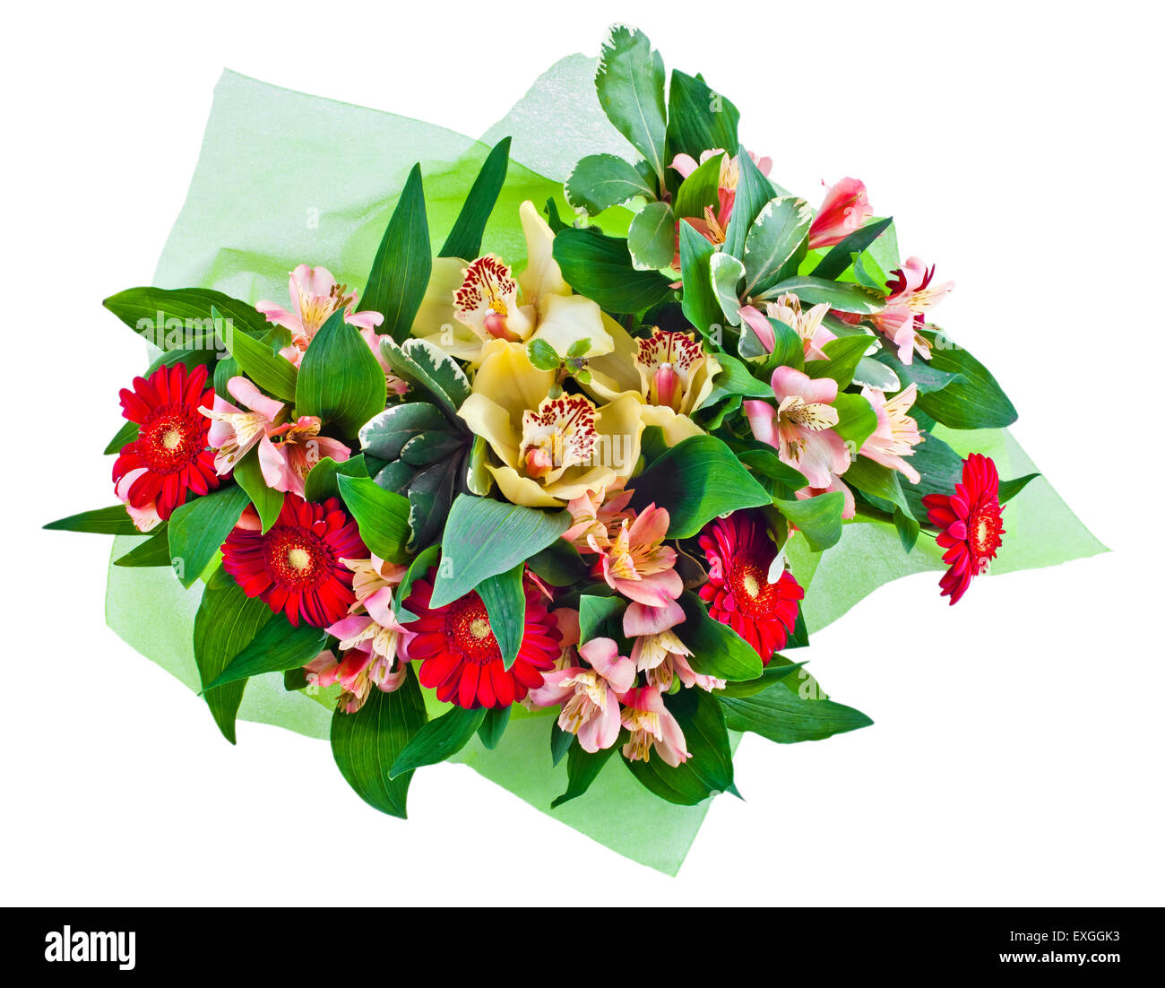 The bouquet of flowers isolated on white background Stock Photo - Alamy