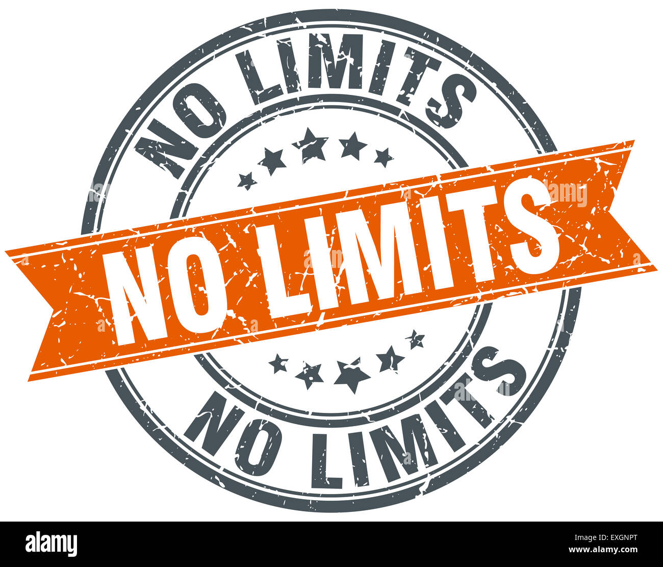 no limits round orange grungy vintage isolated stamp Stock Photo Alamy