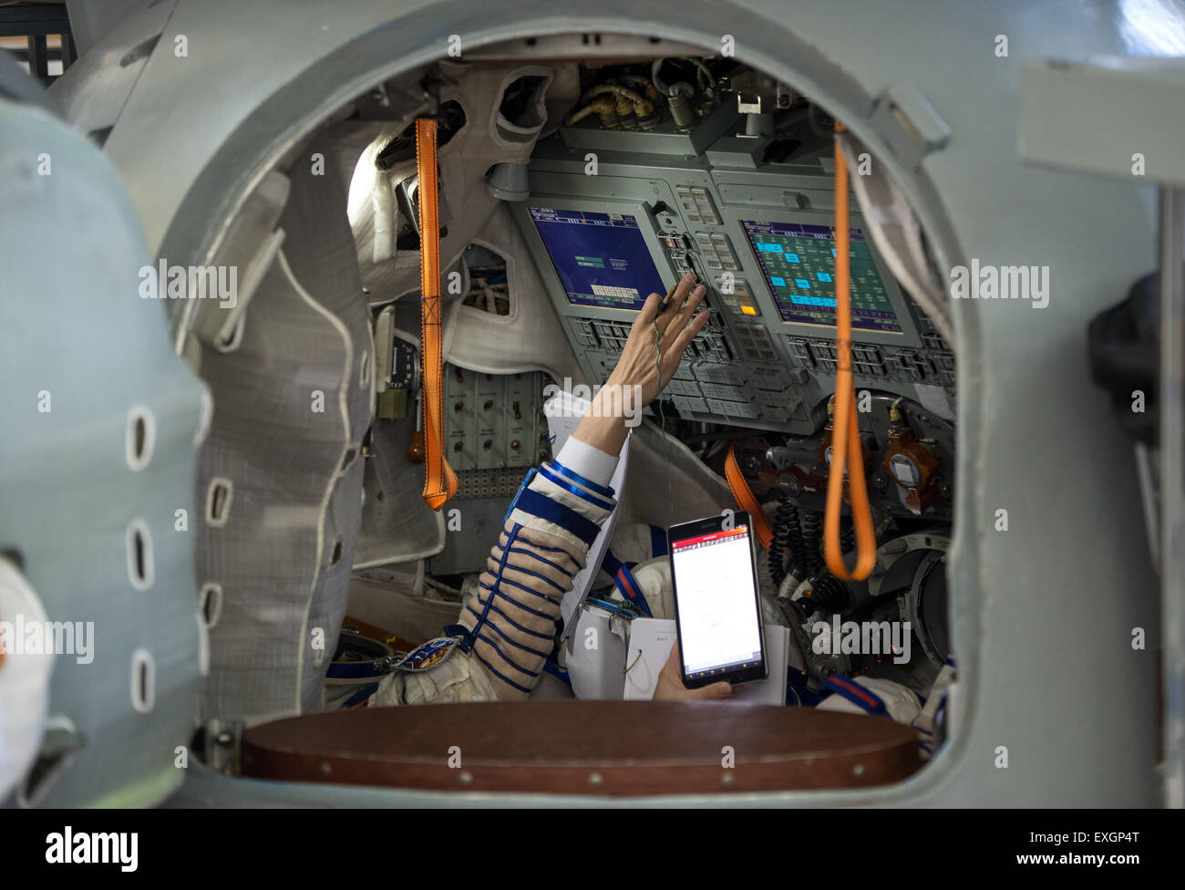 Japan Aerospace Exploration Agency astronaut Kimiya Yui participates in the second day of qualification exams with Russian cosmonaut Oleg Kononenko and NASA astronaut Kjell Lindgren, Thursday, May 7, 2015 at the Gagarin Cosmonaut Training Center (GCTC) in Star City, Russia. The Expedition 44/45 trio is preparing for launch to the International Space Station in their Soyuz TMA-17M spacecraft from the Baikonur Cosmodrome in Kazakhstan. Stock Photo