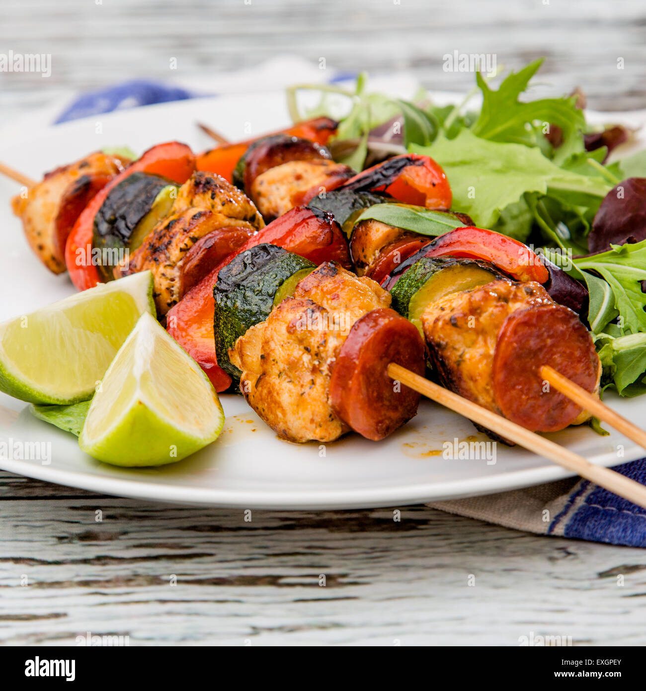 Chicken and Chorizo skewers, BBQ, Lunch, dinner, summery snack, easy to