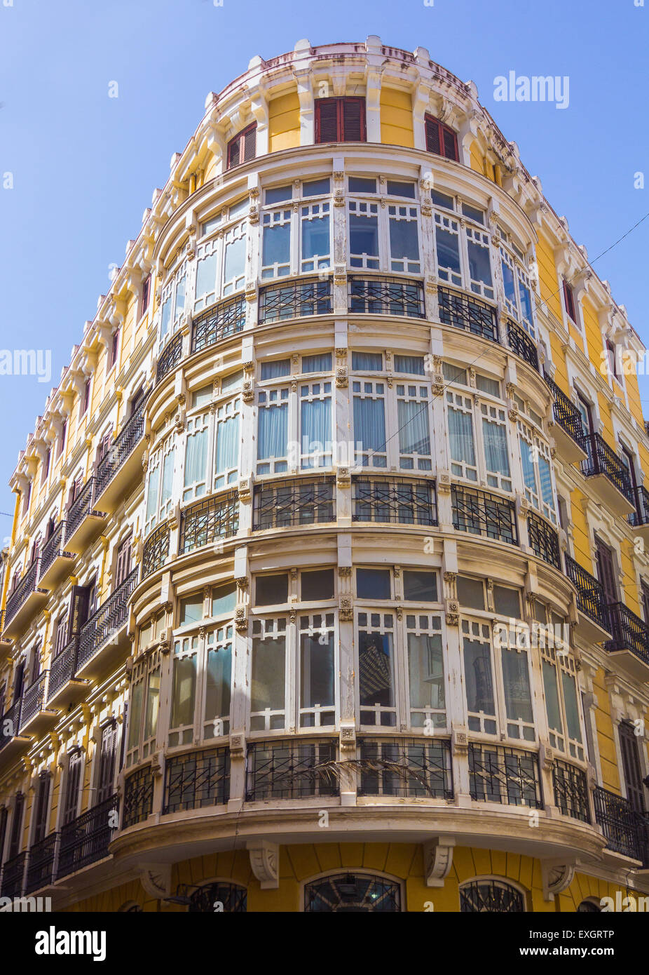 residential building with large windows on the terraces in the city of