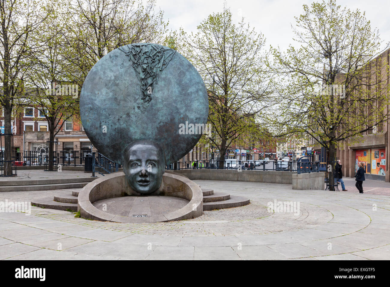 Walsall town centre. The Source of Ingenuity sculpture, Walsall Market