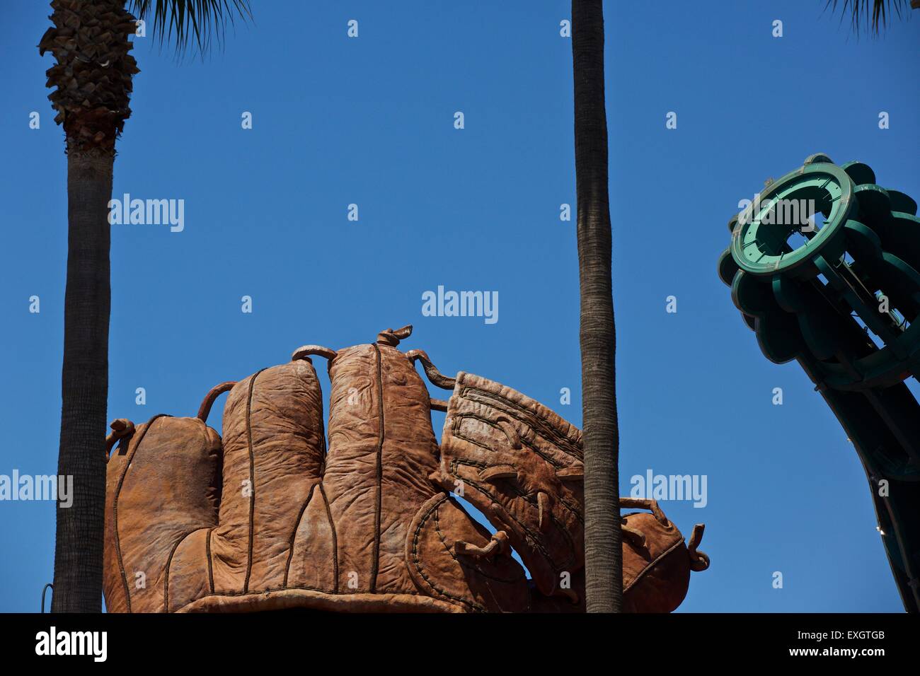 Giant Baseball Glove At The San Francisco Giants Stadium. Stock Photo
