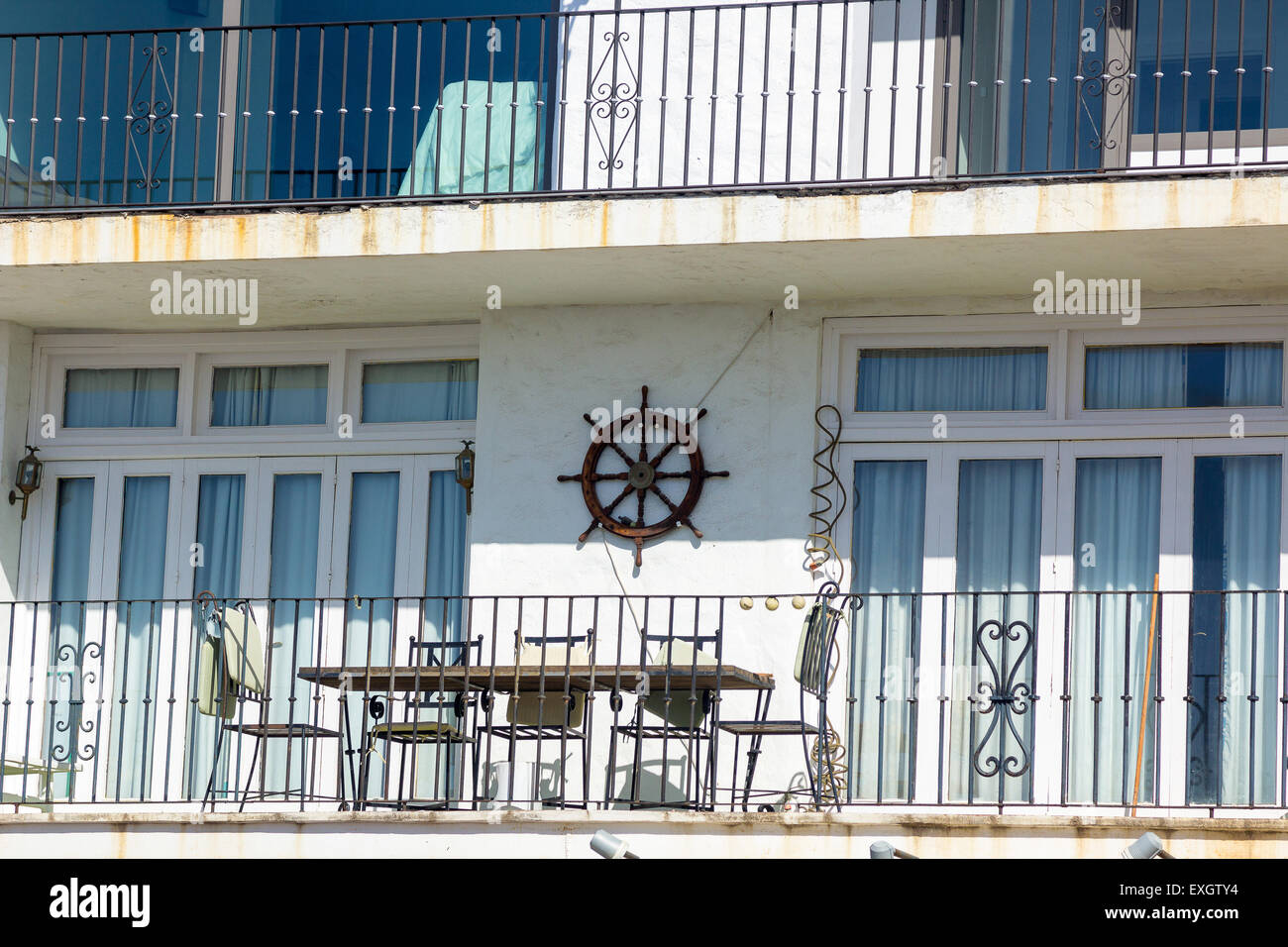 Marine terrace with tables and chairs Stock Photo Alamy