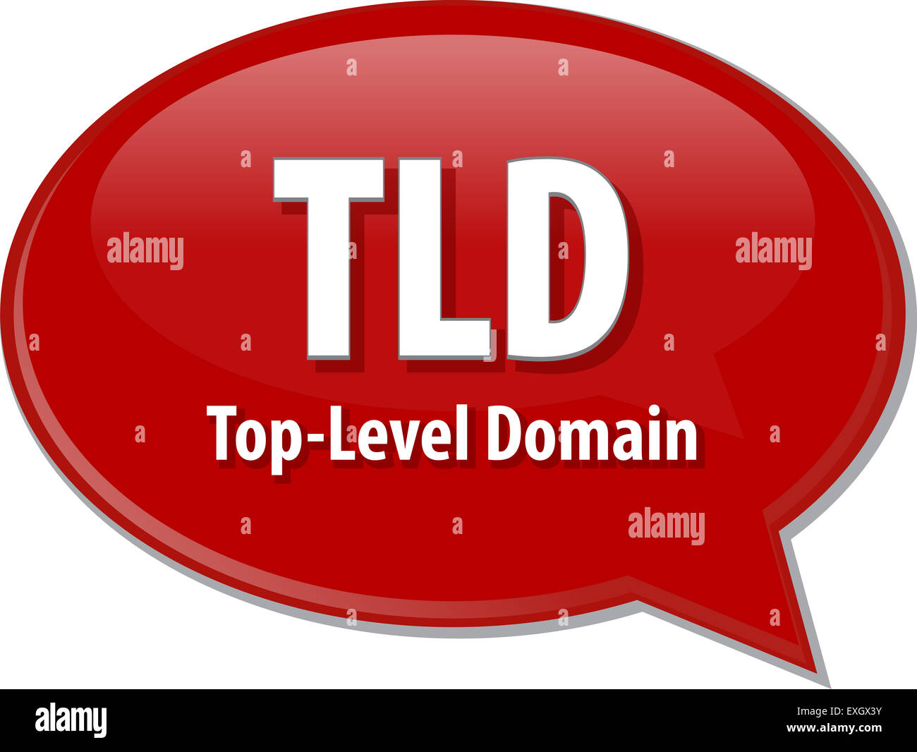 Speech bubble illustration of information technology acronym abbreviation term definition TLD ...