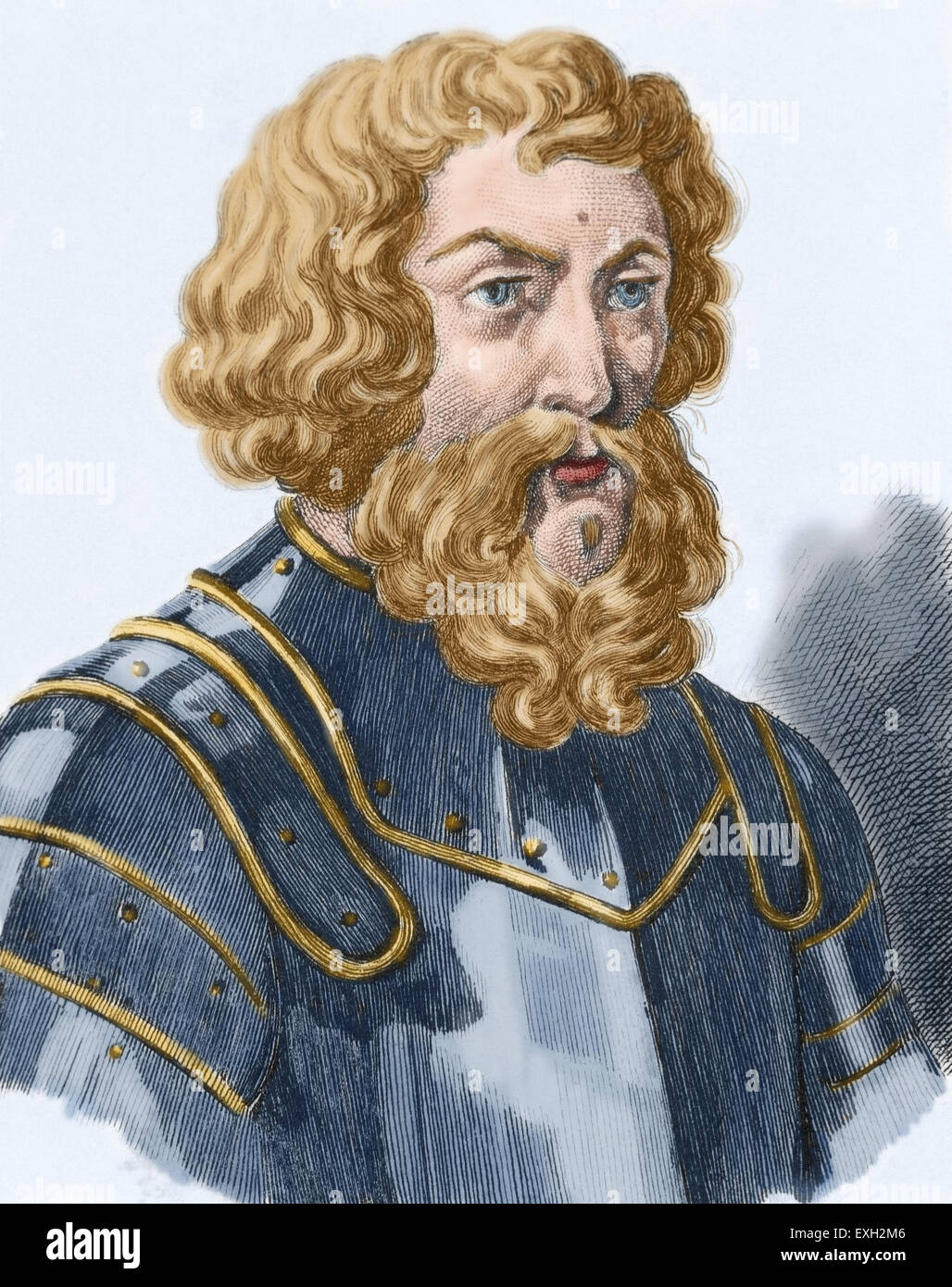 Dmitry Donskoy (1350-1389). Grand Prince of Moscow. Engraving. Colored ...