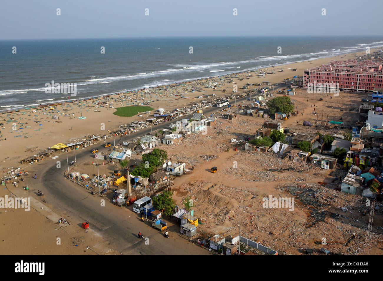 Beach scene in Chennai, India Stock Photo