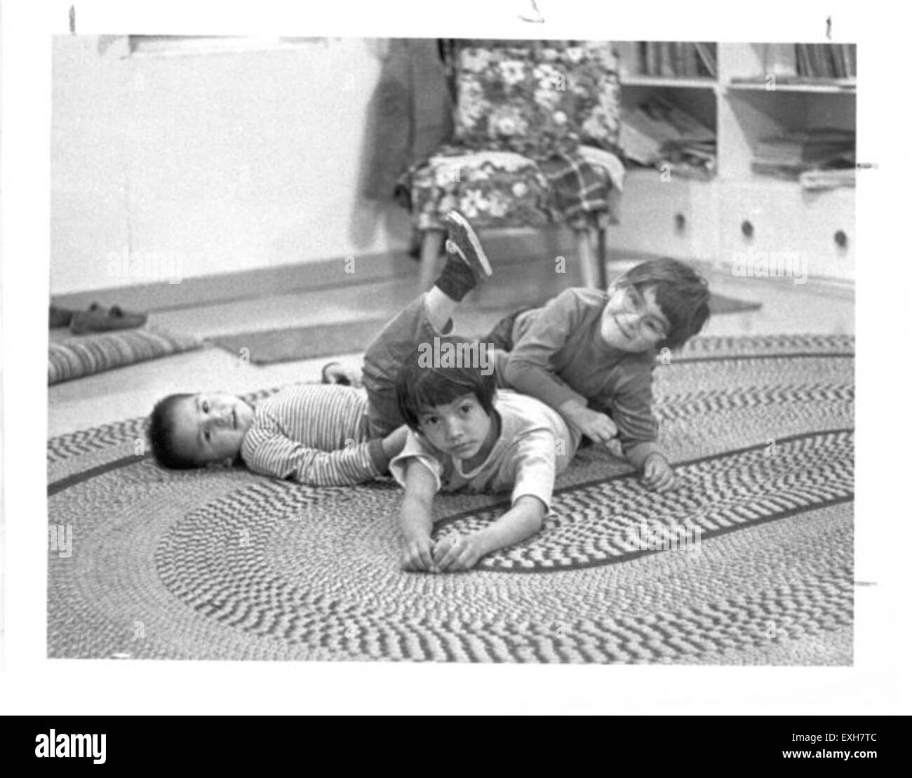 Children Playing In Anzac Alberta Stock Photo