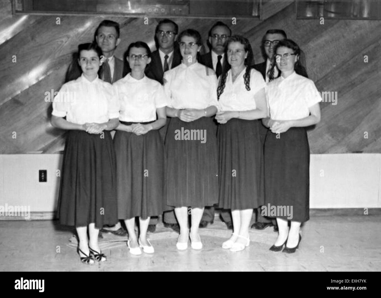 The 1960 chorus performance featured Beatrice Bernice Egli, Florence Grasse Greaser, Hower John Landes, Lawrence Lehman, and Margaret, all of whom participated in the Mennonite Board of Missions' mission in Puerto Rico, promoting cultural exchange and Mennonite outreach through music. Stock Photo