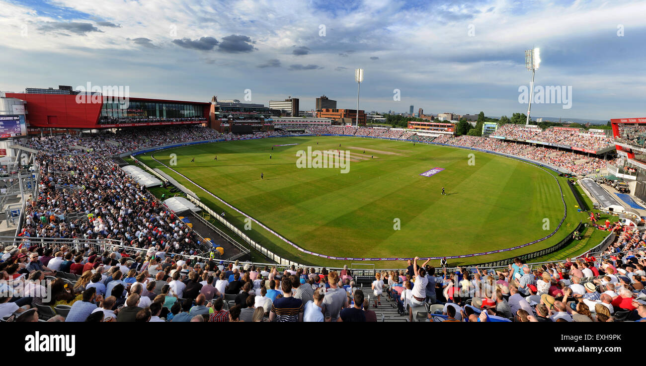 Panoramic view of Emirates Old Trafford, Manchester, England. T20 Blast cricket match between Lancashire and Yorkshire Stock Photo