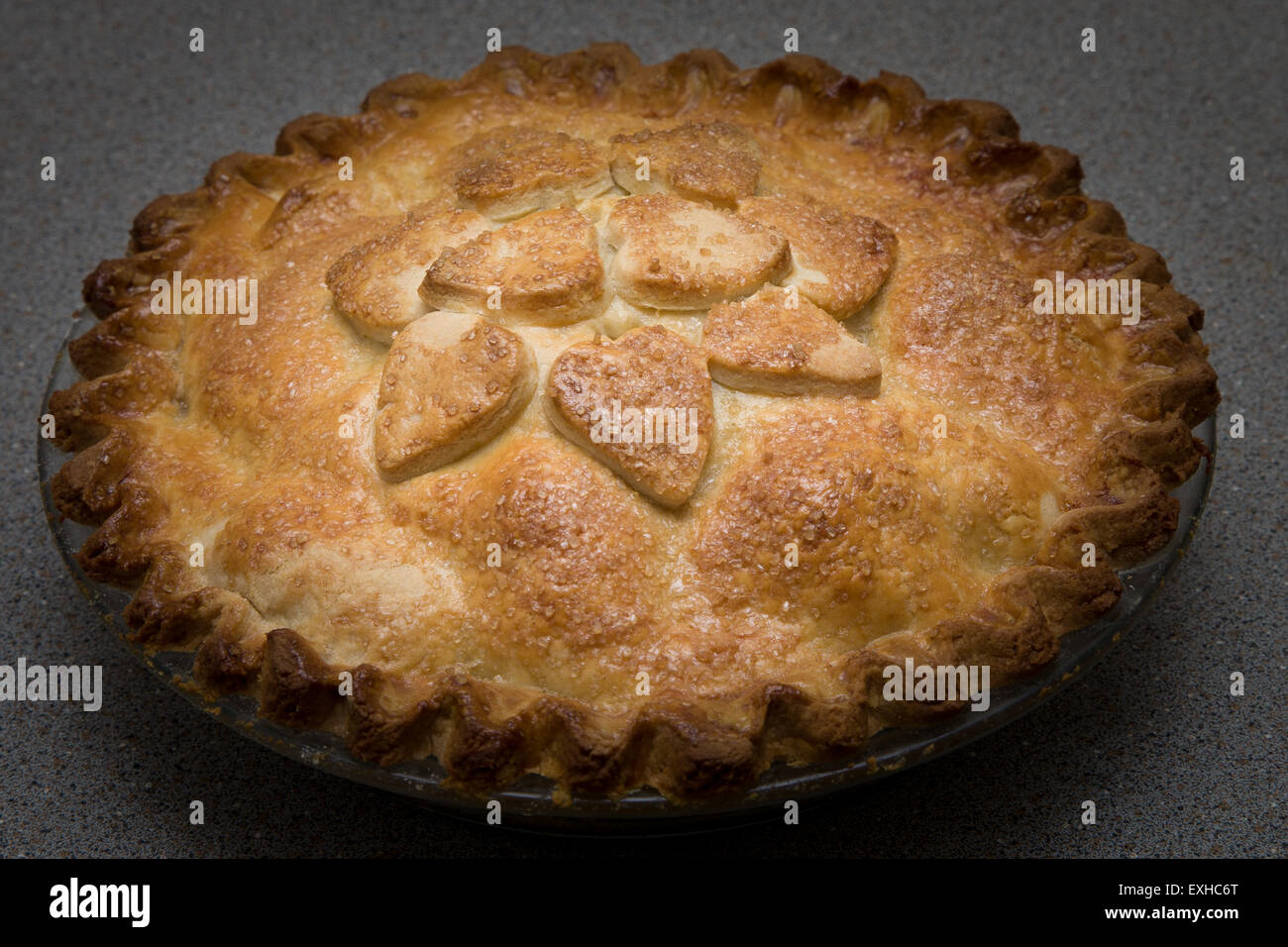 Golden brown home made baked apple pie Stock Photo - Alamy
