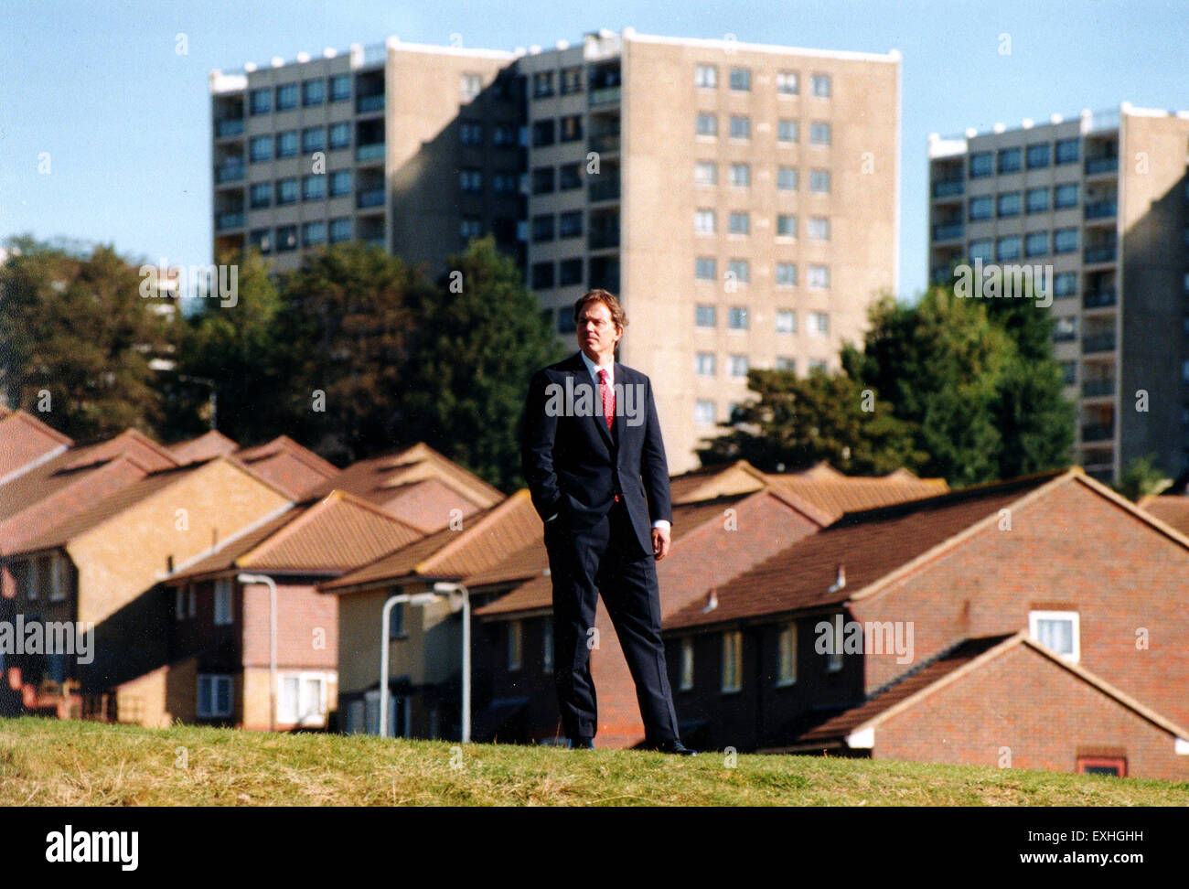 Tony Blair visiting Whitehawk council estate in Brighton 1999 Stock