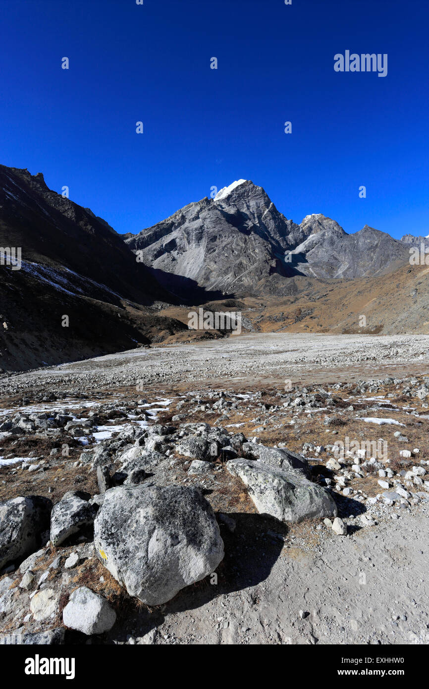 Summit of Lobuche East mountain, Everest base camp trek, Sagarmatha National Park, UNESCO World Heritage Site, Solu-Khumbu Stock Photo