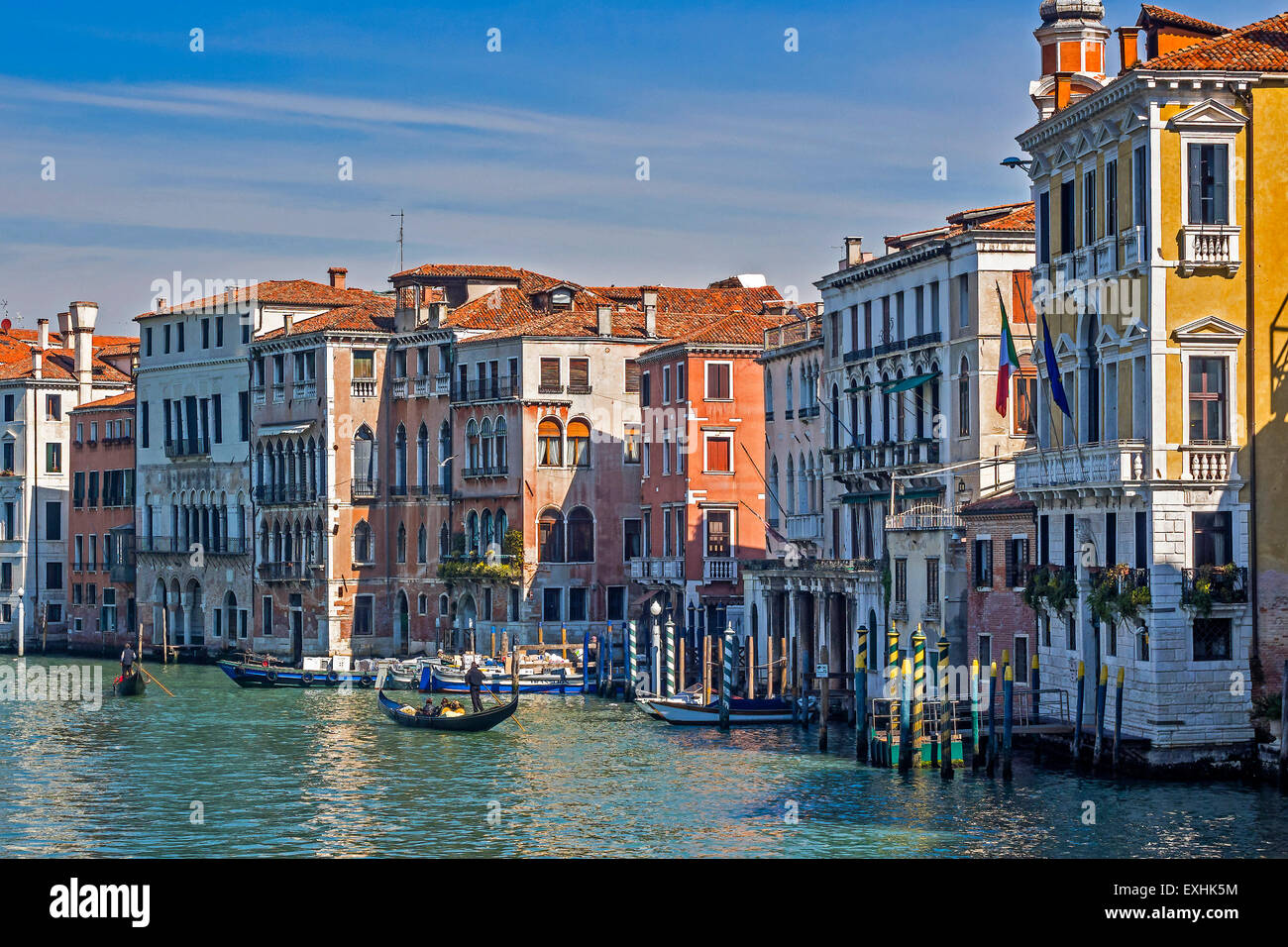 Gondolas On The Grand Canal Venice Italy Stock Photo