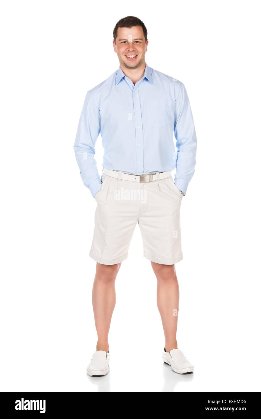 Beige shorts hi-res stock photography 