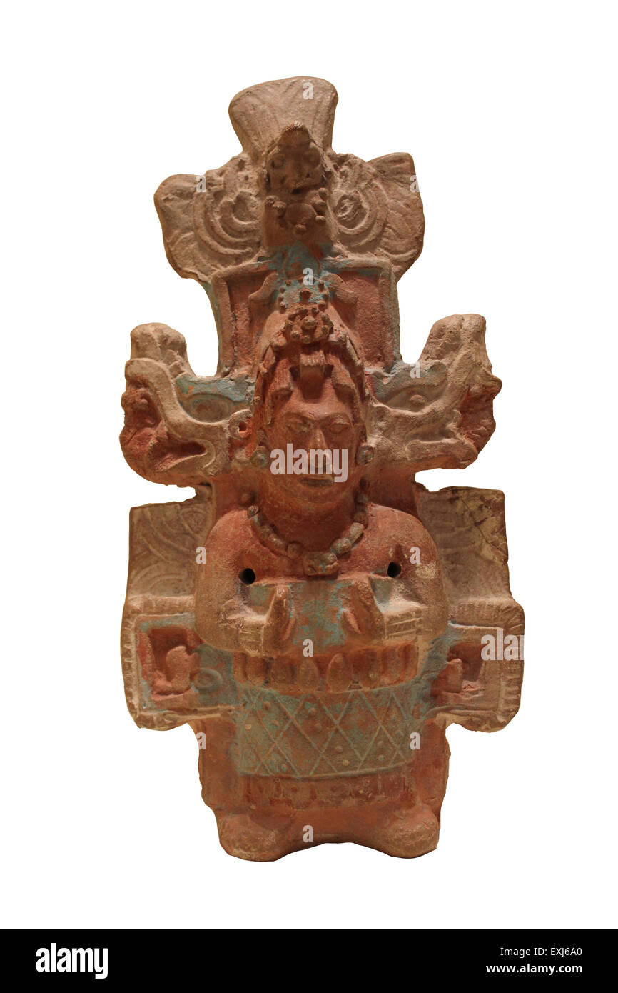 Mayan Mother Goddess Ceramic Figure Late Classic Period AD600-900, Jaina, Campeche, Mexico Stock Photo