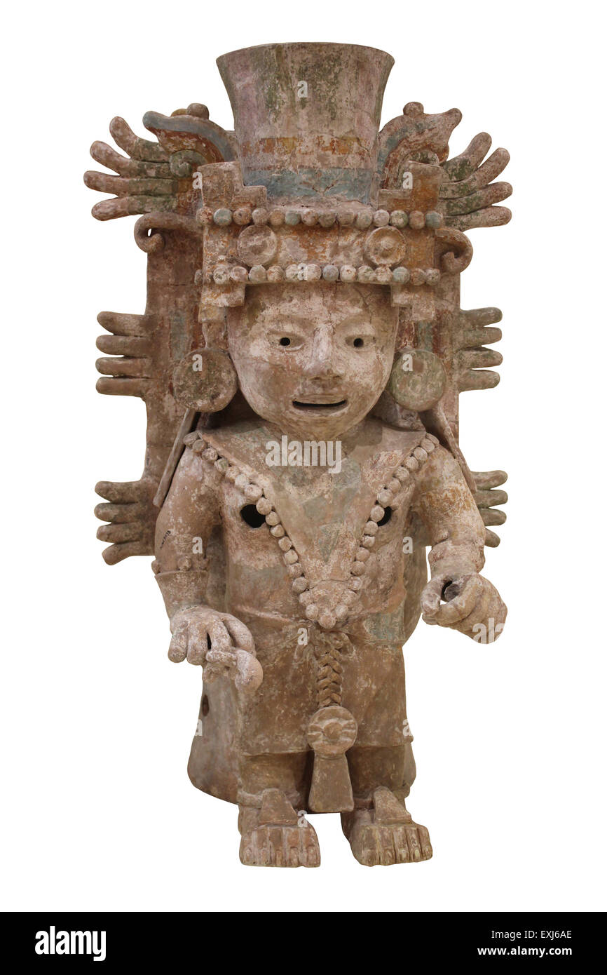 Censer Depicting a Female Deity Late Post-Classic Period AD 1250-1550 Mayapan, Yucutan, Mexico Stock Photo