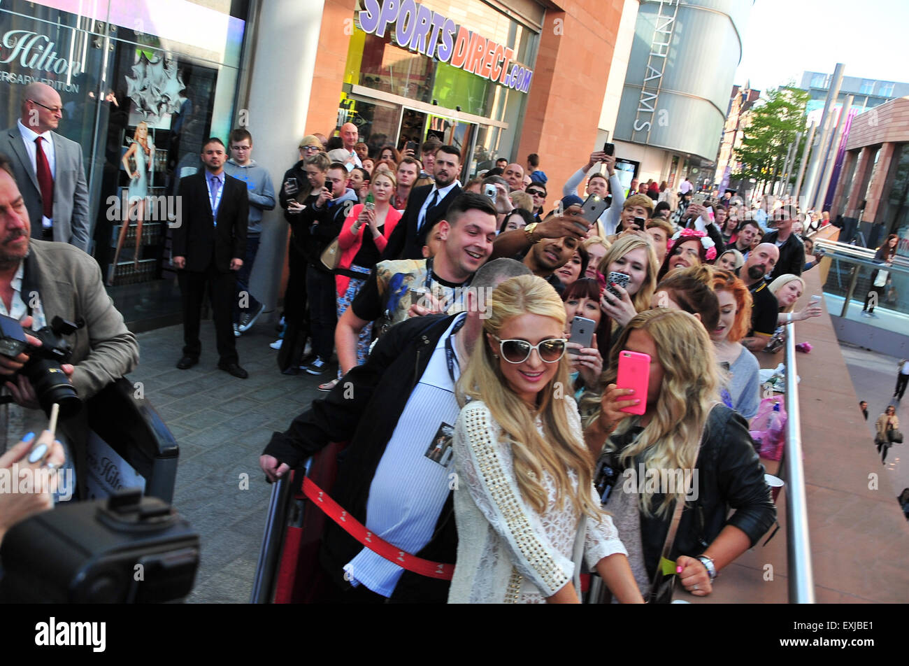 Paris Hilton was in Liverpool to launch her new Fragrance at Superdrug  Liverpool One, The hollywood star was mobbed by fans who had waited  patientlyall afternoon. Featuring: Paris Hilton Where: Liverpool, United