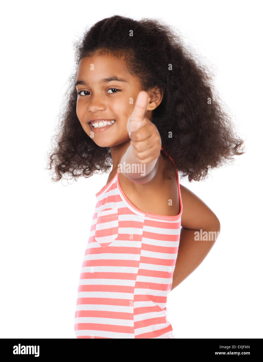 Adorable Cute African Child With Afro Hair Wearing A White And