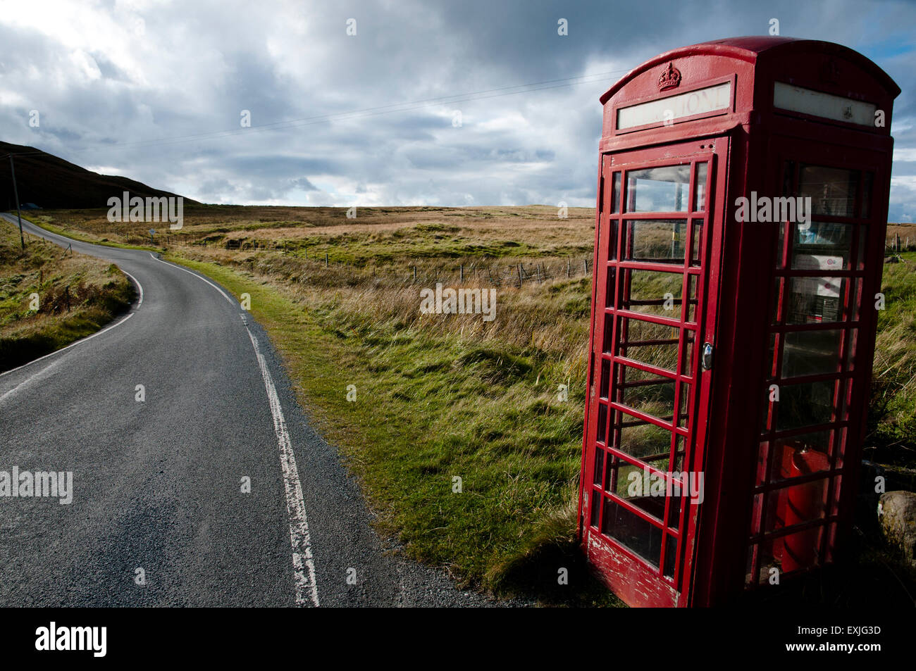 Red Phone Booth - Highland - Scotland Stock Photo