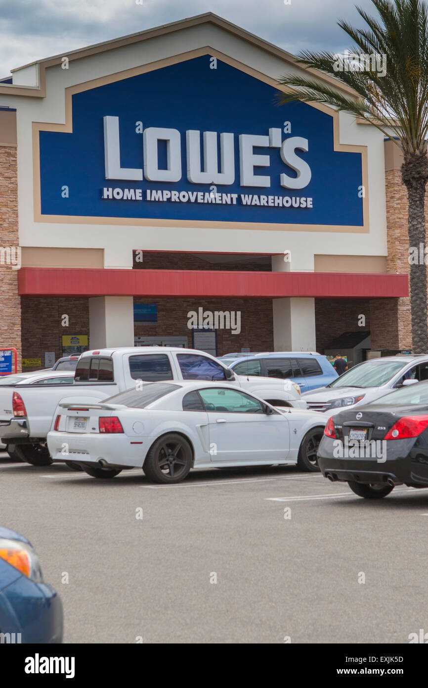 Lowe's hardware and home improvement storefront  warehouse exterior view from the parking lot in California USA Stock Photo