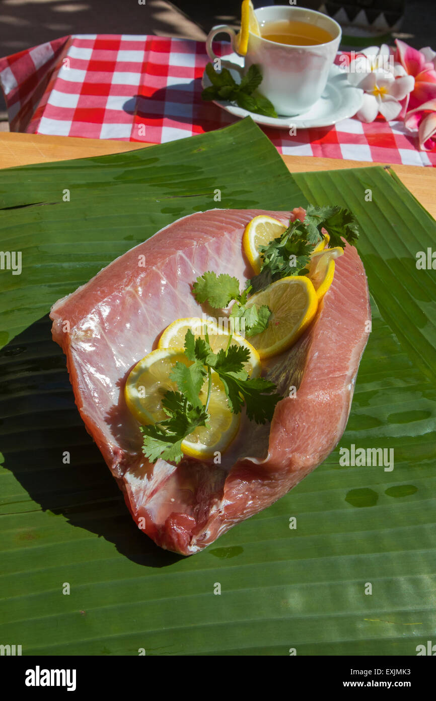 Blue fin tuna belly or Otoro as its known in Japan prepared and waiting