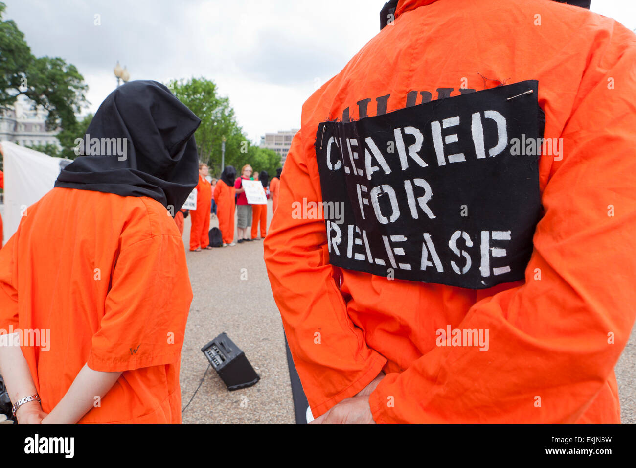 Human rights activists protesting for the closure of Guantanamo Bay