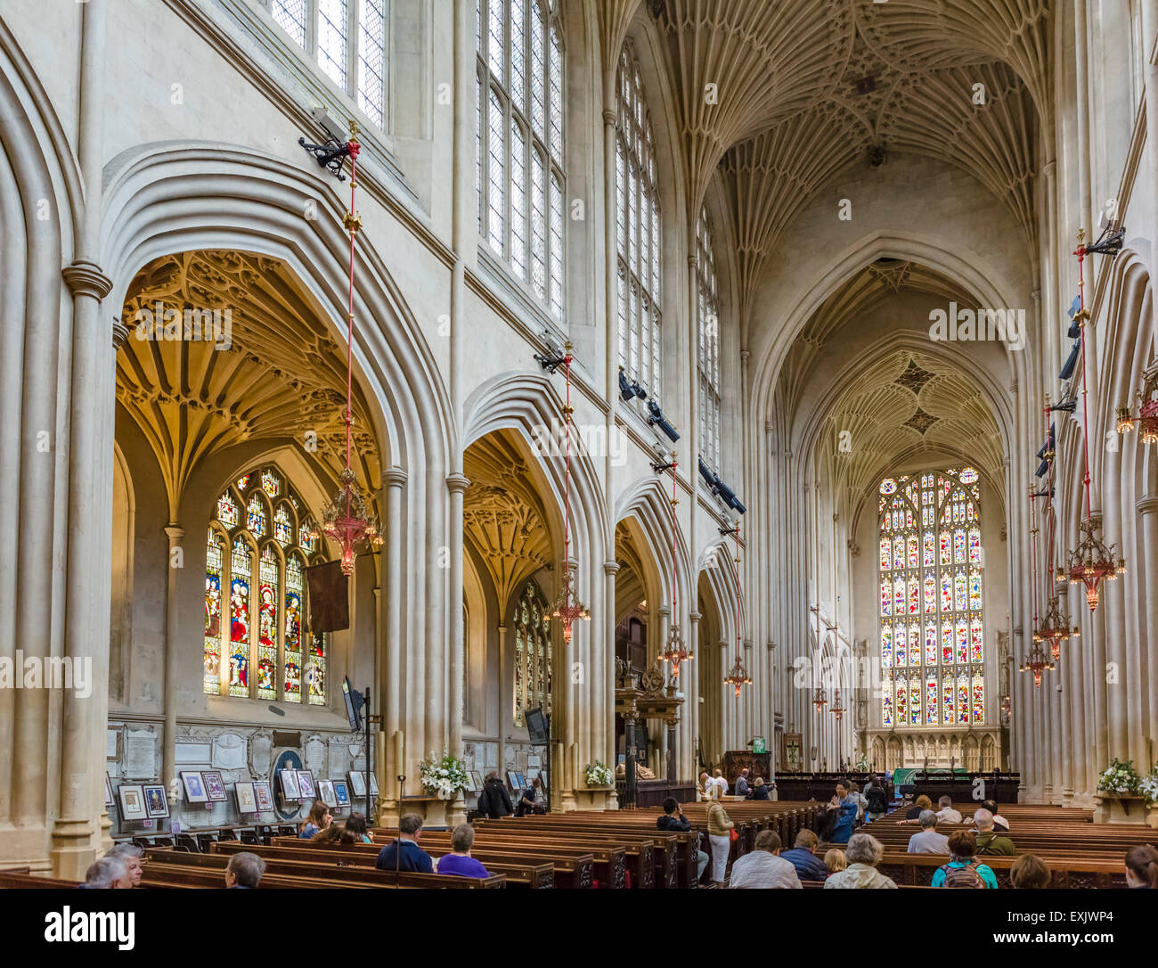 Interior of Bath Abbey, Bath, Somerset, England, UK Stock Photo