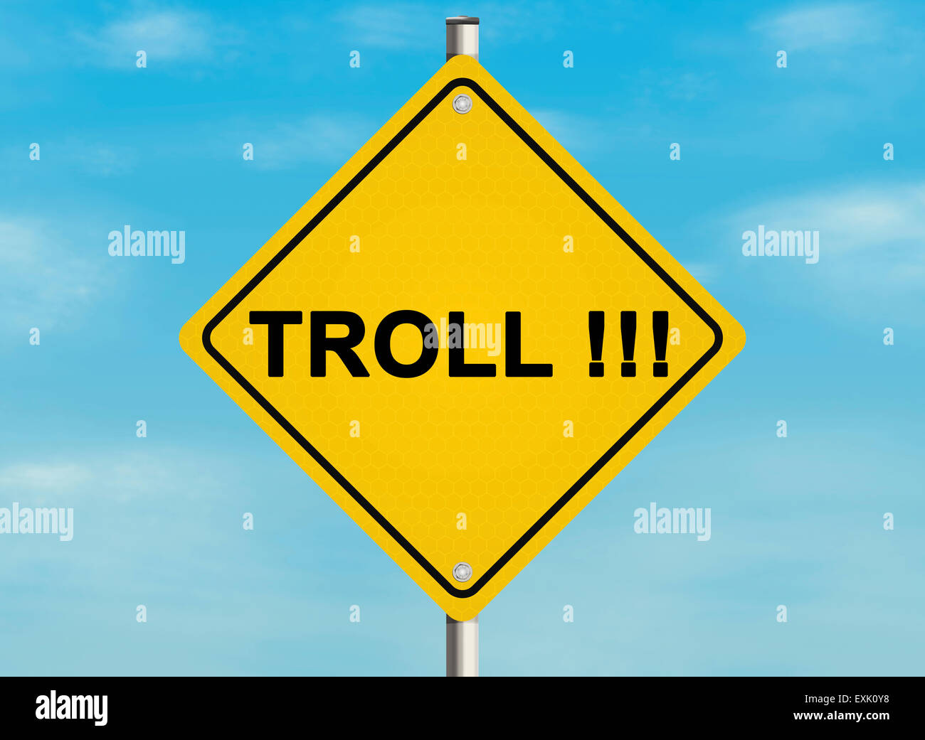 Troll Signing Off Internet troll issue. Road sign on the sky background. Raster Stock ...