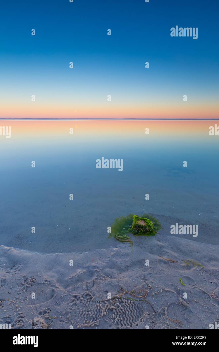 Beautiful seascape of Bay before sunrise. Calm place in Jastarnia in Poland, Gdanska bay. Stock Photo