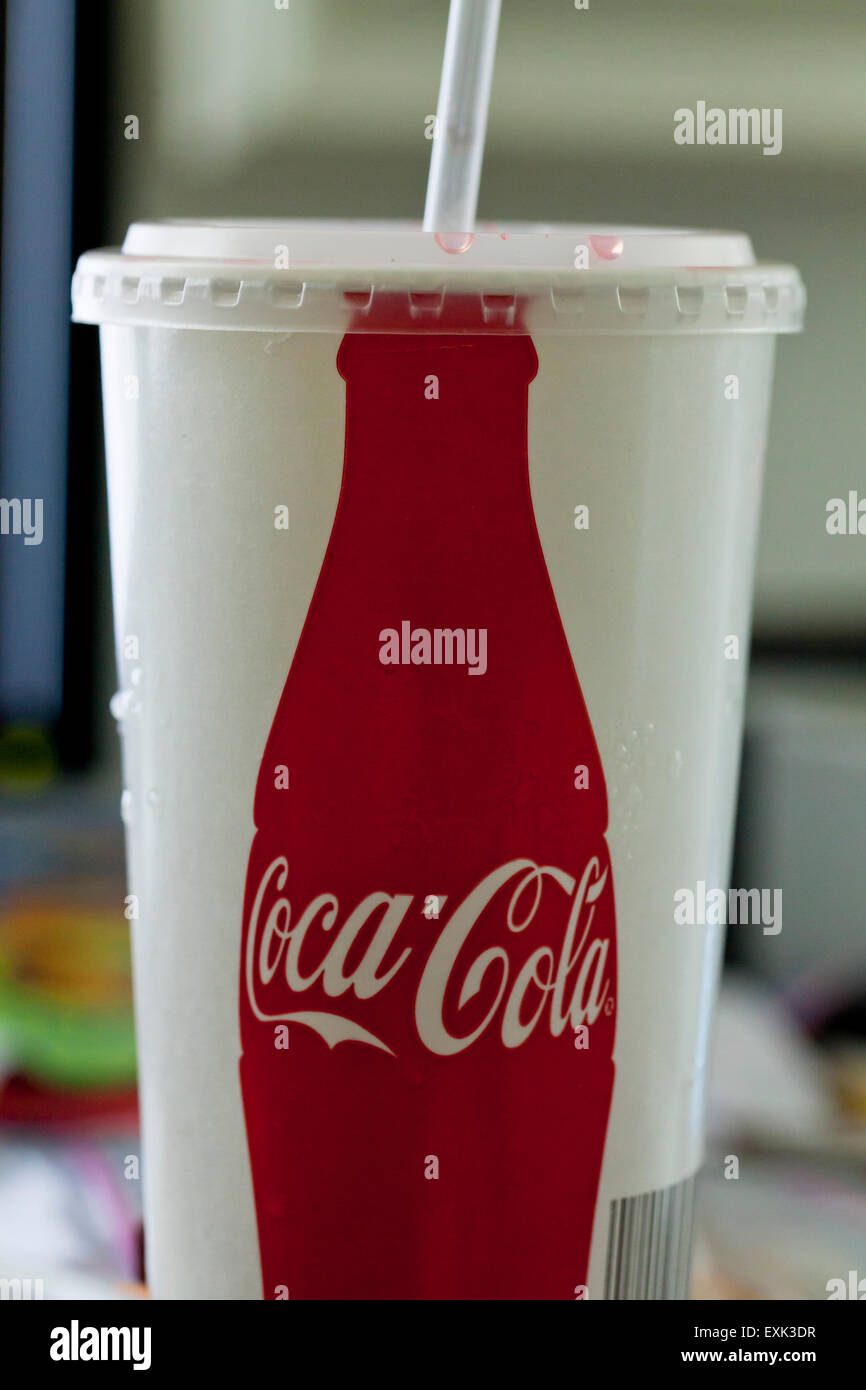 Paper cup with Coca-Cola bottle illustration - USA Stock Photo
