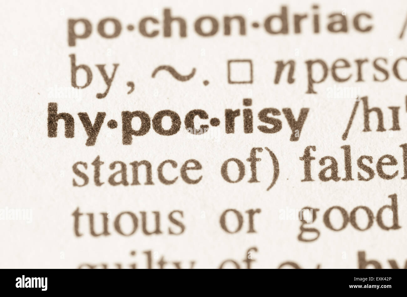 Definition of word hypocrisy in dictionary Stock Photo