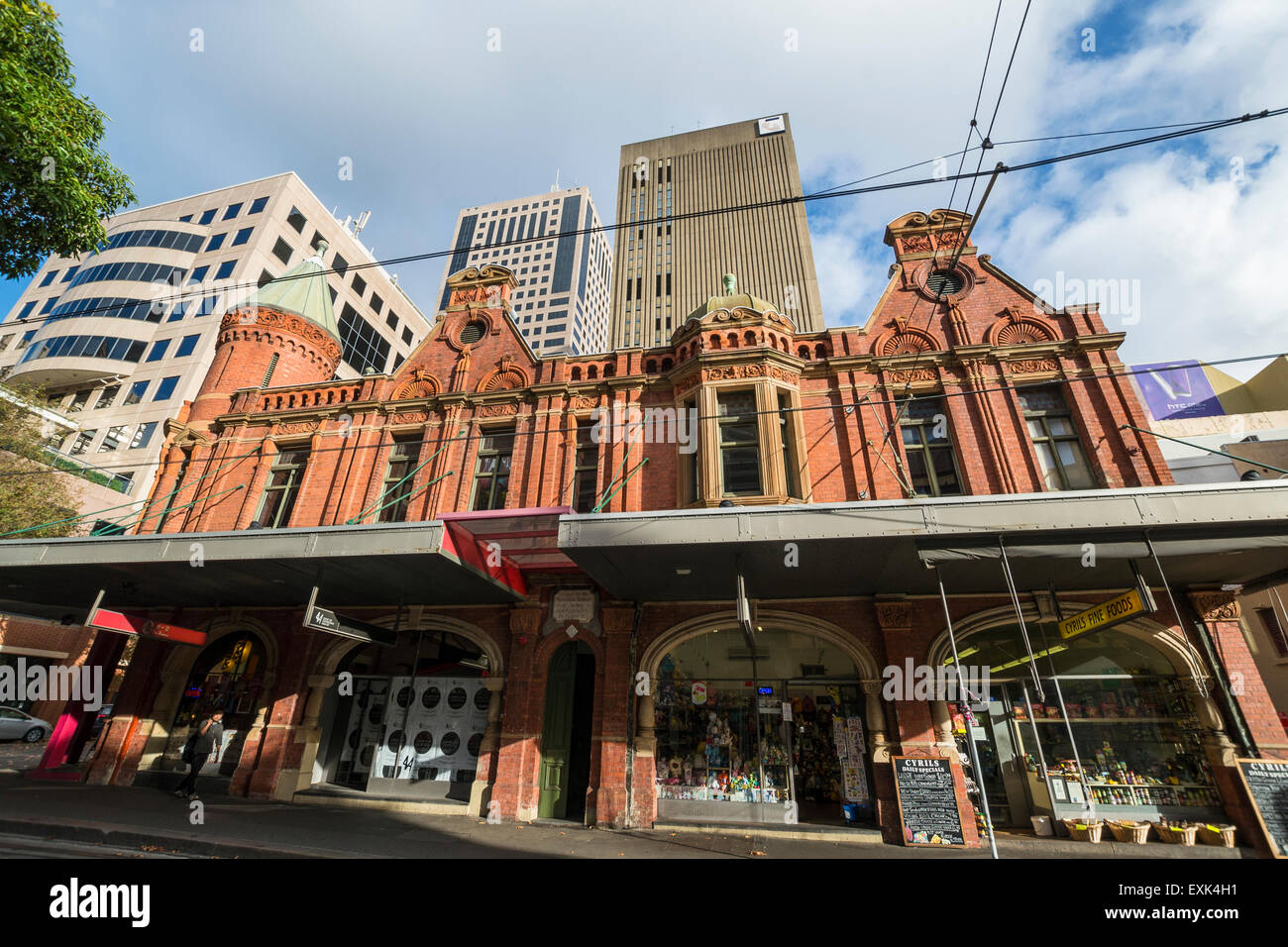 Row of shops in a historical building, Hay Street, Haymarket, Sydney, Australia Stock Photo