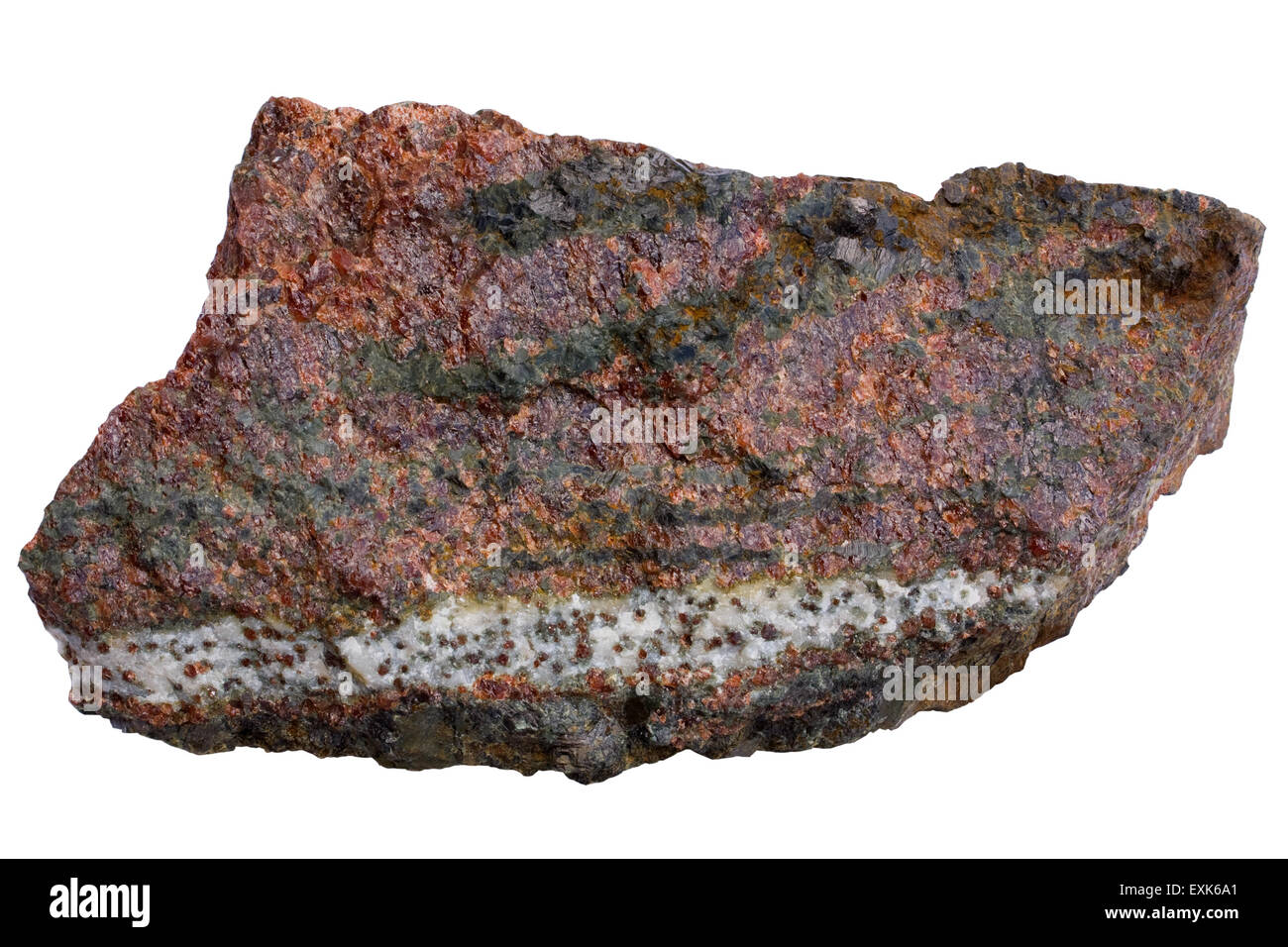 Garnet-rich granulite with corona texture Stock Photo