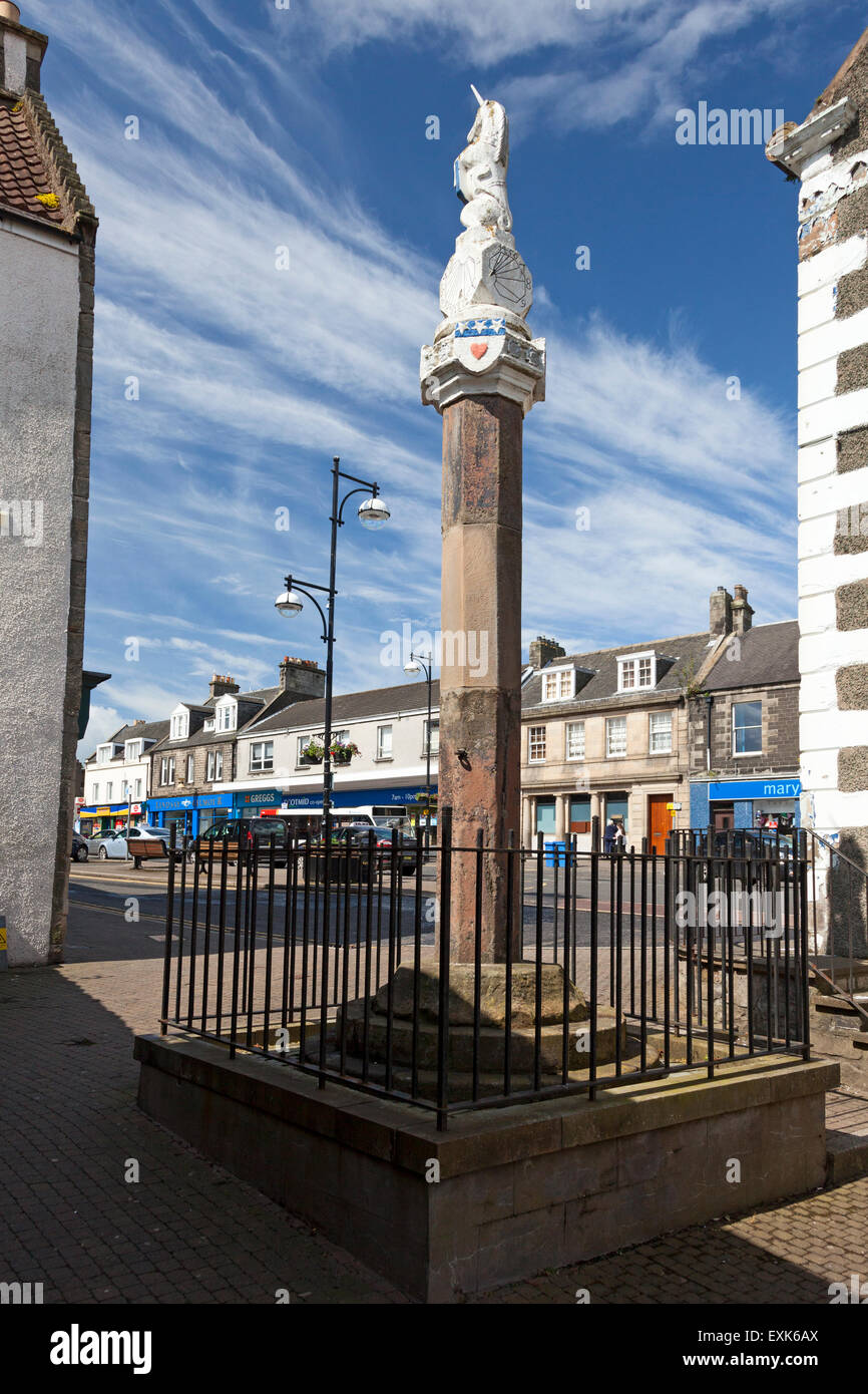 The Mercat Cross in the town centre, Inverkeithing, Fife Stock Photo
