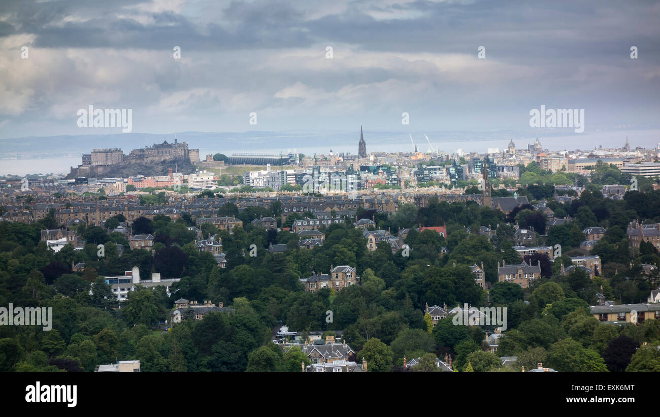 The view across Edinburgh from Blackford Hill Stock Photo