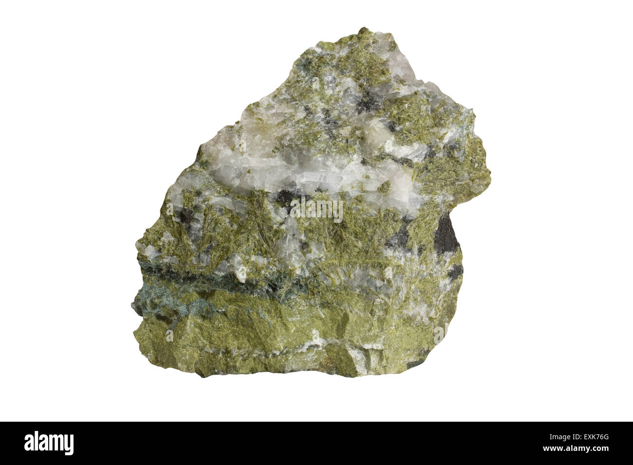 Epidote (green) in a tonalitic rock Stock Photo