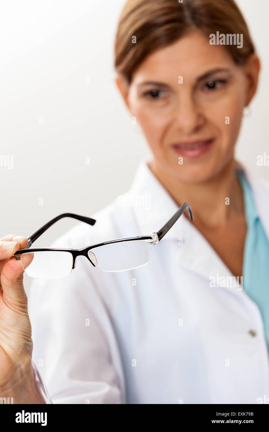 Ophthalmologist doing her job Stock Photo Alamy