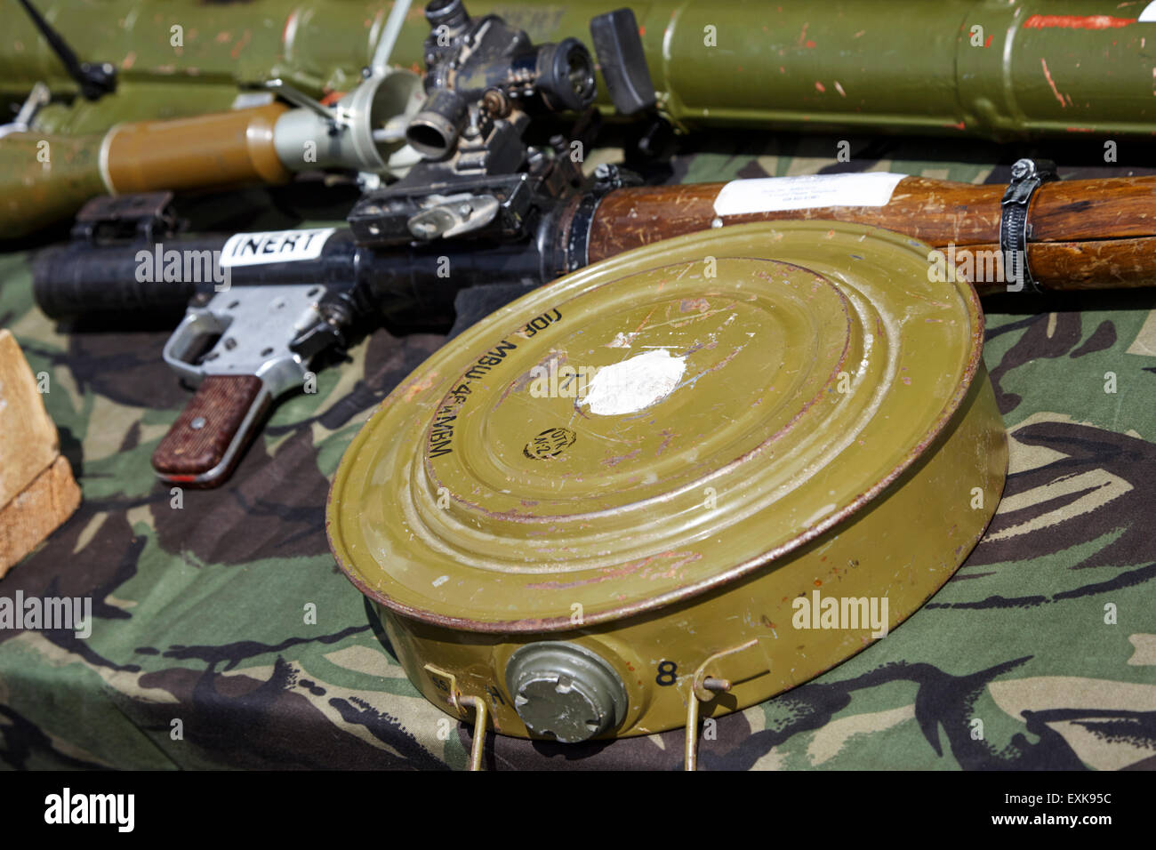 inert tm-46 anti tank mine used for military training purposes recovered from afghanistan Stock Photo