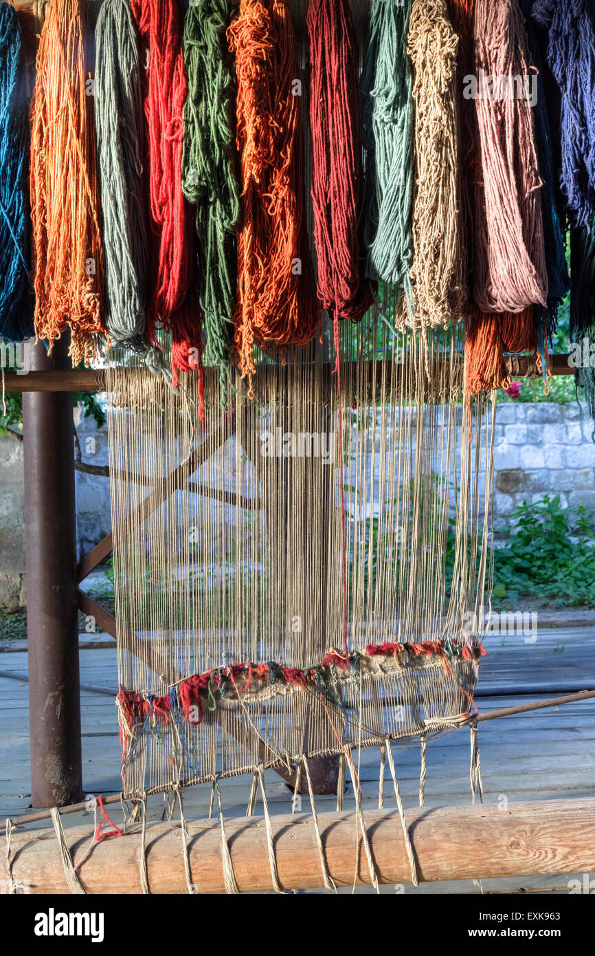 weaving loom for Turkish carpets Stock Photo