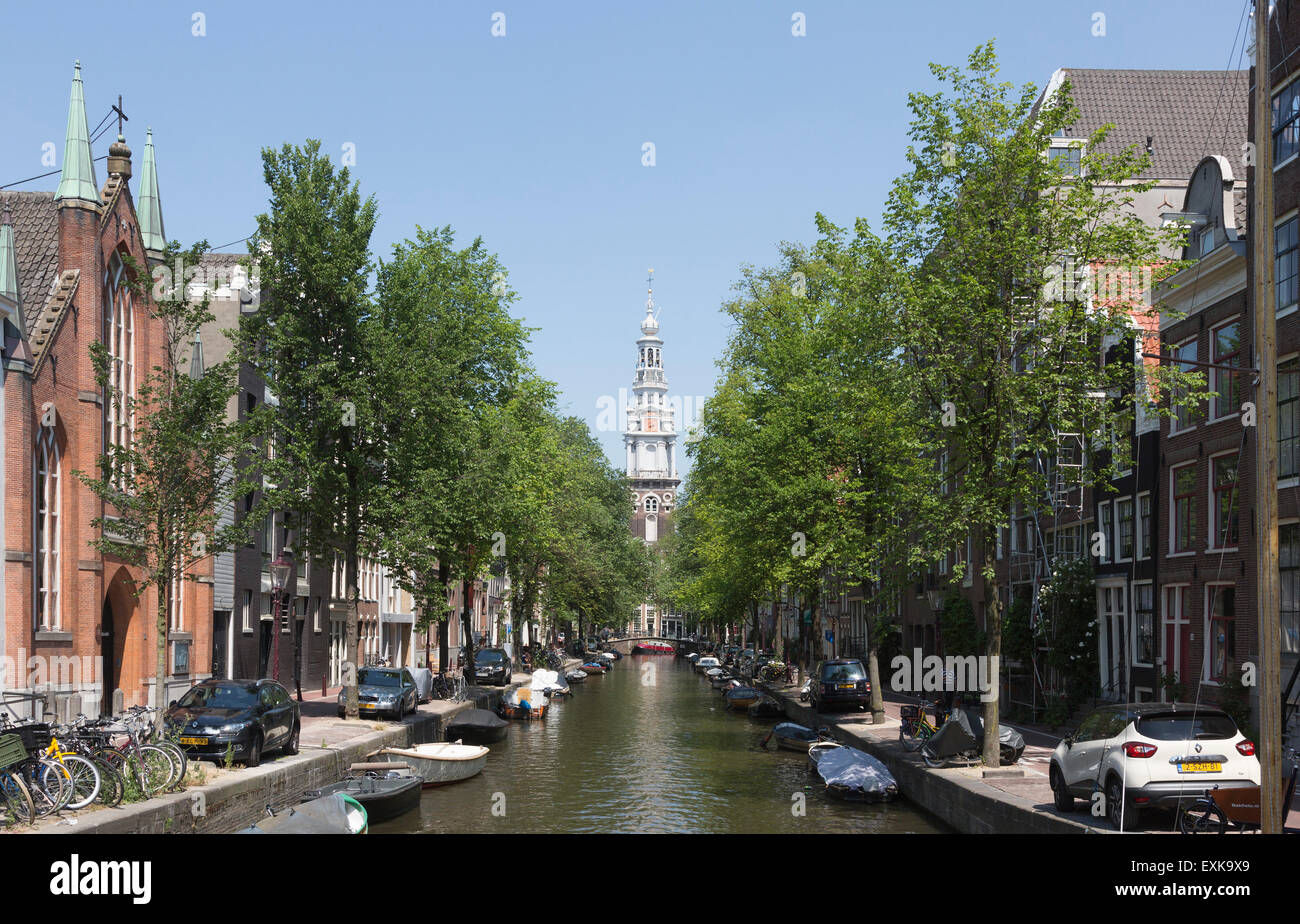 Zuiderkerk, southern church, with Groenburgwal canal, Amsterdam, North Holland, The Netherlands Stock Photo