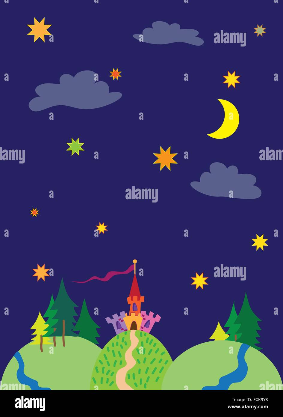 fairy tale background,vector,cartoon,illustration Stock Vector Image